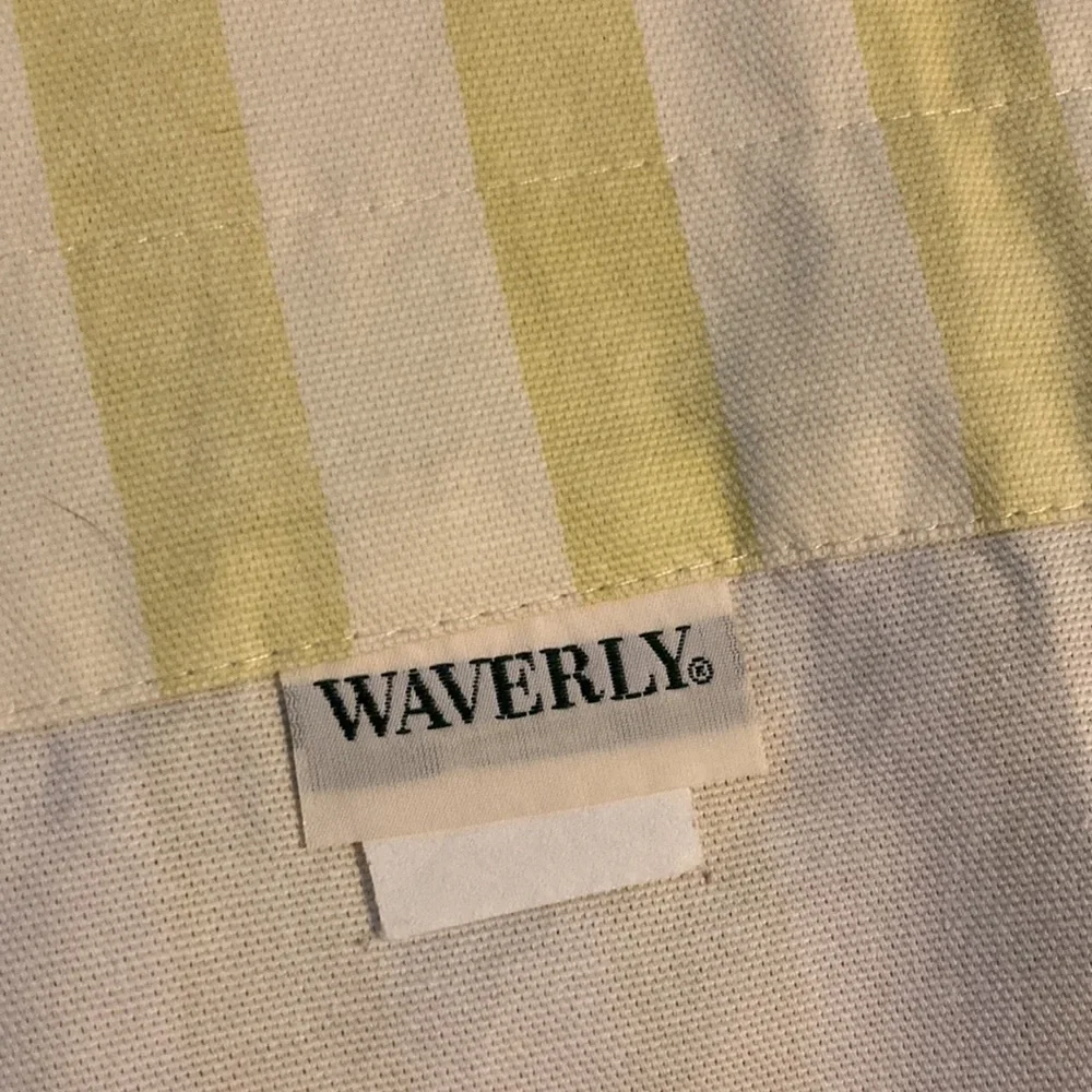 WAVERLY Set of 2 Yellow and White Striped Floral Detail Valence 58 x 14 inches